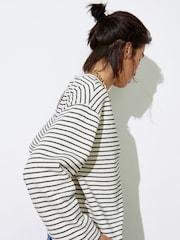 Oliver Bonas Black Stripe Wide Sleeve Sweatshirt - Image 2 of 8