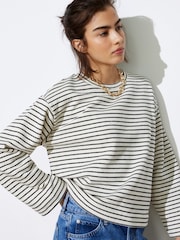 Oliver Bonas Black Stripe Wide Sleeve Sweatshirt - Image 3 of 8