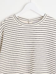 Oliver Bonas Black Stripe Wide Sleeve Sweatshirt - Image 8 of 8
