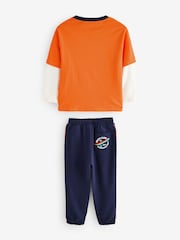 Little Bird by Jools Oliver Orange Rainbow Skate Club Long Sleeve T-Shirt and Joggers Set - Image 7 of 8