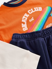 Little Bird by Jools Oliver Orange Rainbow Skate Club Long Sleeve T-Shirt and Joggers Set - Image 8 of 8