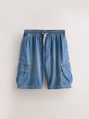 Denim Lightwash Linen Cargo Shorts - Image 1 of 1