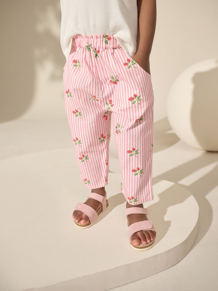 Pink Strawberry Print Pull On Trousers (3mths-7yrs) - Image 1 of 7