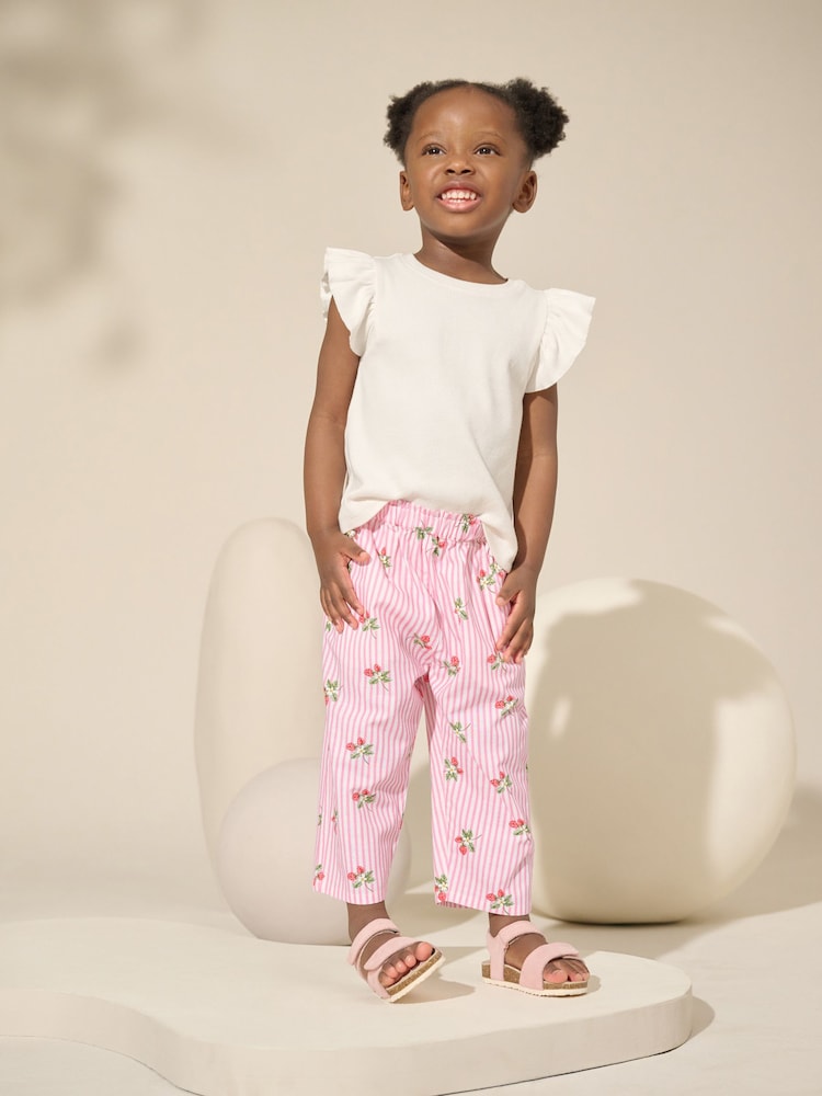 Pink Strawberry Print Pull On Trousers (3mths-7yrs) - Image 2 of 7 Pink Strawberry Print Pull On Trousers (3mths-7yrs) - Image 2 of 7