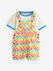 Little Bird by Jools Oliver Rainbow Checkerboard Twill Dungarees - Imagen 1 de 5