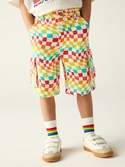 Little Bird by Jools Oliver Rainbow Checkerboard Twill 100% Cotton Shorts - Imagen 1 de 8