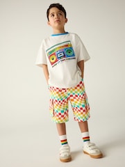 Little Bird by Jools Oliver Rainbow Checkerboard Twill 100% Cotton Shorts - Imagen 2 de 8