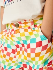 Little Bird by Jools Oliver Rainbow Checkerboard Twill 100% Cotton Shorts - Imagen 3 de 8