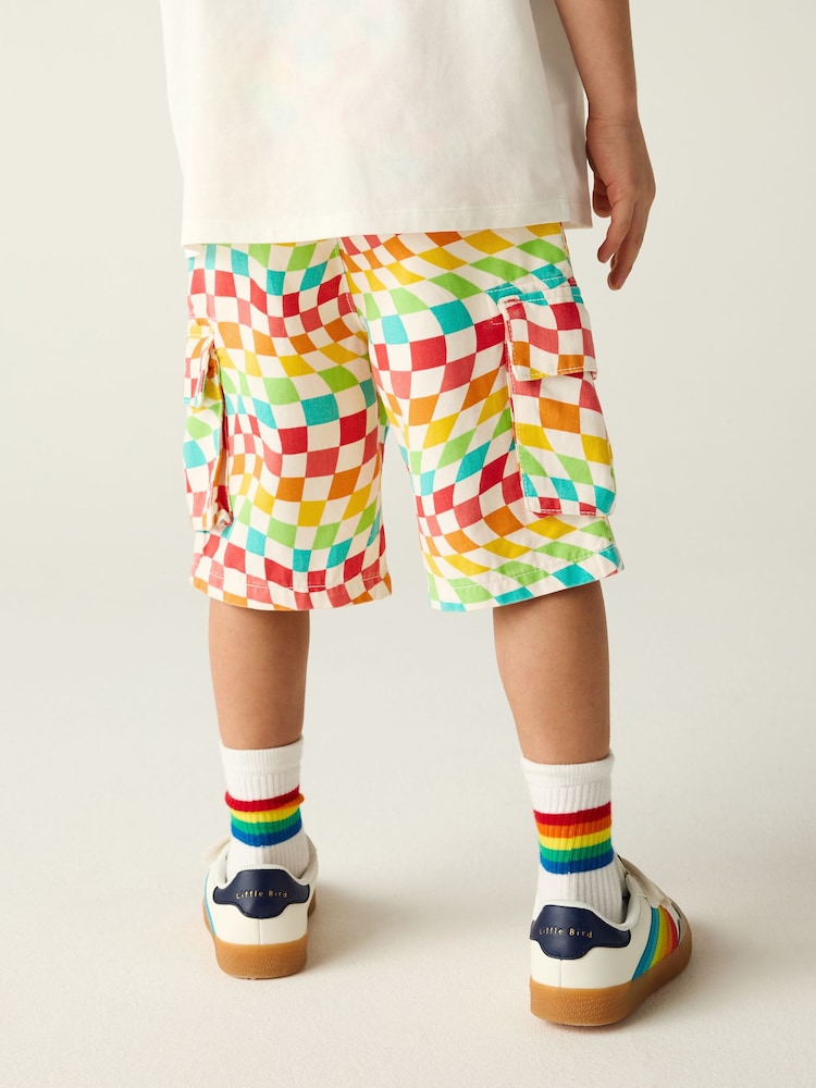Little Bird by Jools Oliver – Twill-Shorts mit Regenbogen-Schachbrettmuster aus 100 % Baumwolle - Image 5 of 8