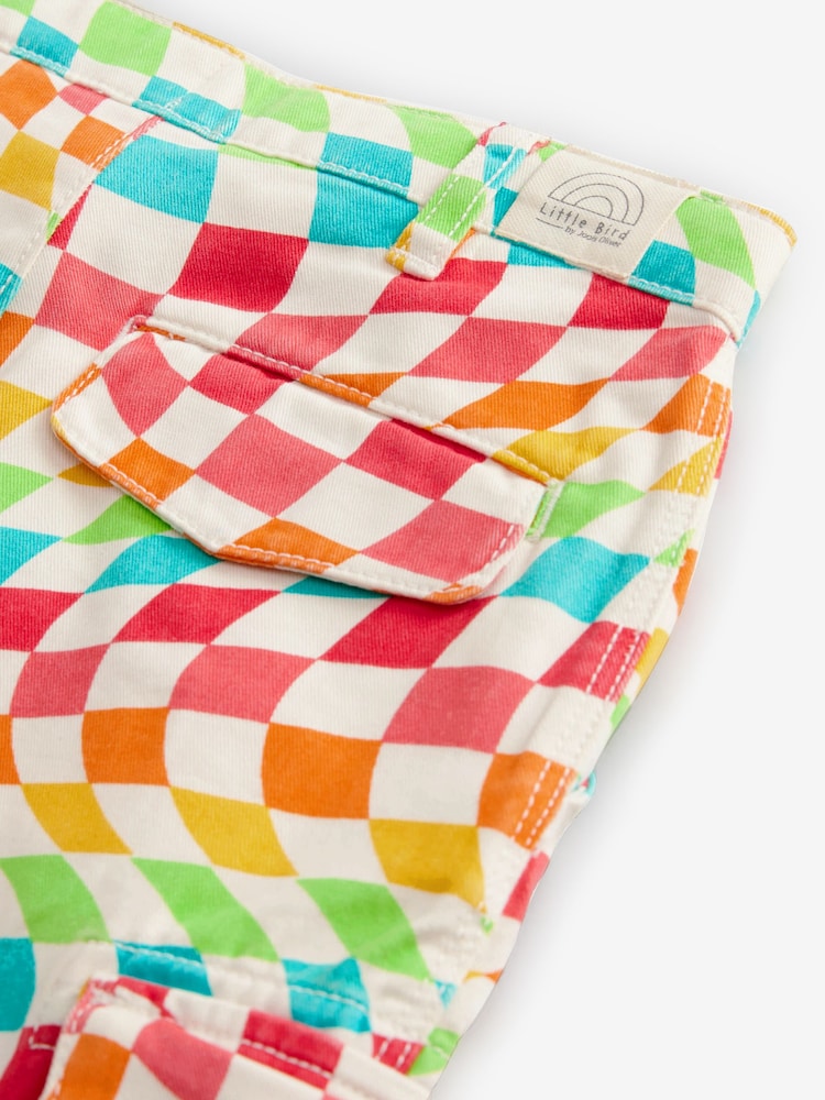 Little Bird by Jools Oliver Rainbow Checkerboard Twill 100% Cotton Shorts - Imagen 8 de 8