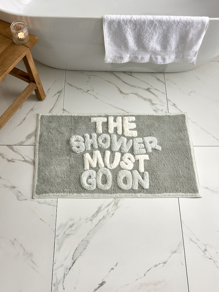 Grey The Shower Must Go On 100% Cotton Bath Mat - Image 1 of 1
