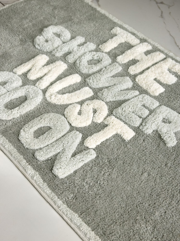 Grey The Shower Must Go On 100% Cotton Bath Mat - Image 2 of 3 Grey The Shower Must Go On 100% Cotton Bath Mat - Image 2 of 3