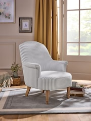 Laura Ashley Cornish Stripe Soft Grey Alveston Accent Chair - Image 1 of 8