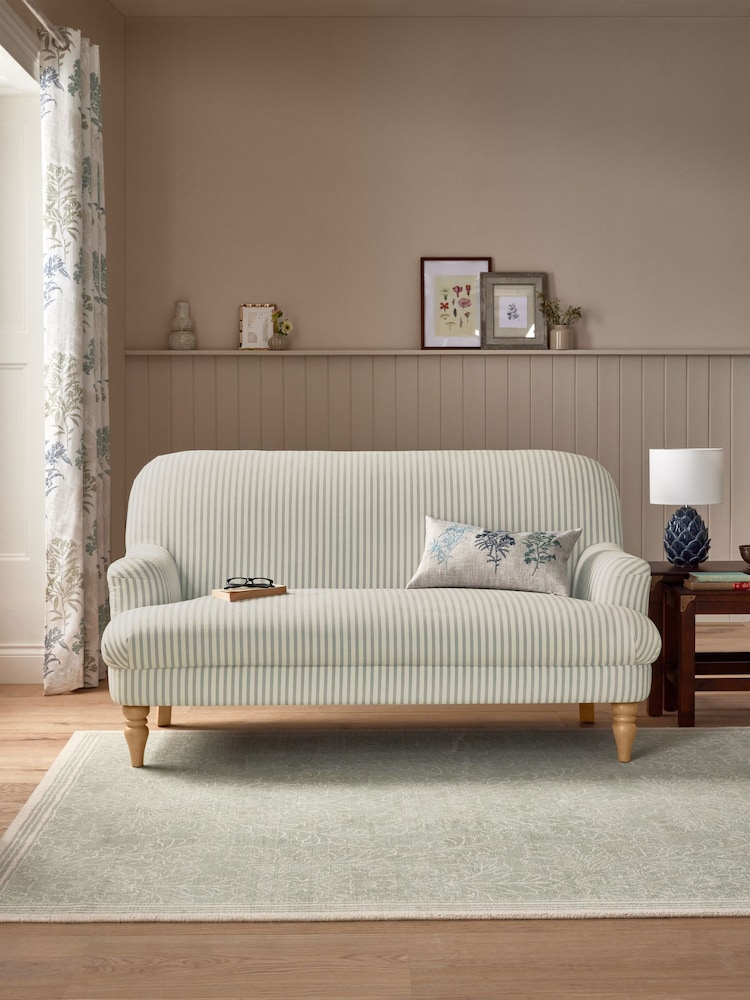 Laura Ashley Cornish Stripe Soft Grey Clipsham Small 2 Seater Sofa - Image 1 of 7