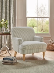Laura Ashley Cornish Stripe Soft Grey Clipsham Accent Chair - Image 1 of 7