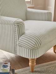 Laura Ashley Cornish Stripe Soft Grey Clipsham Accent Chair - Image 2 of 7