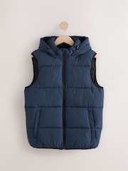 Navy Short Sleeves Hooded Gilet - Image 1 of 2