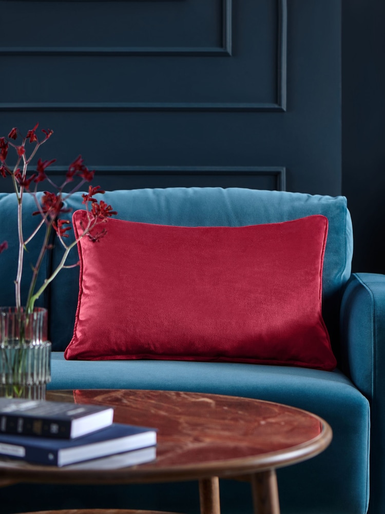 Red 40 x 59cm Matte Velvet Cushion - Image 2 of 5