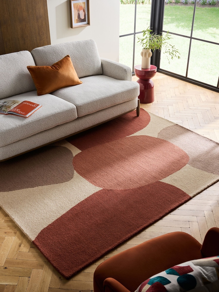 Rust Brown Pebbled Shapes Rug - Image 1 of 4