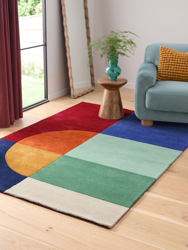 Multi Bright Preppy Block Rug - Image 1 of 5