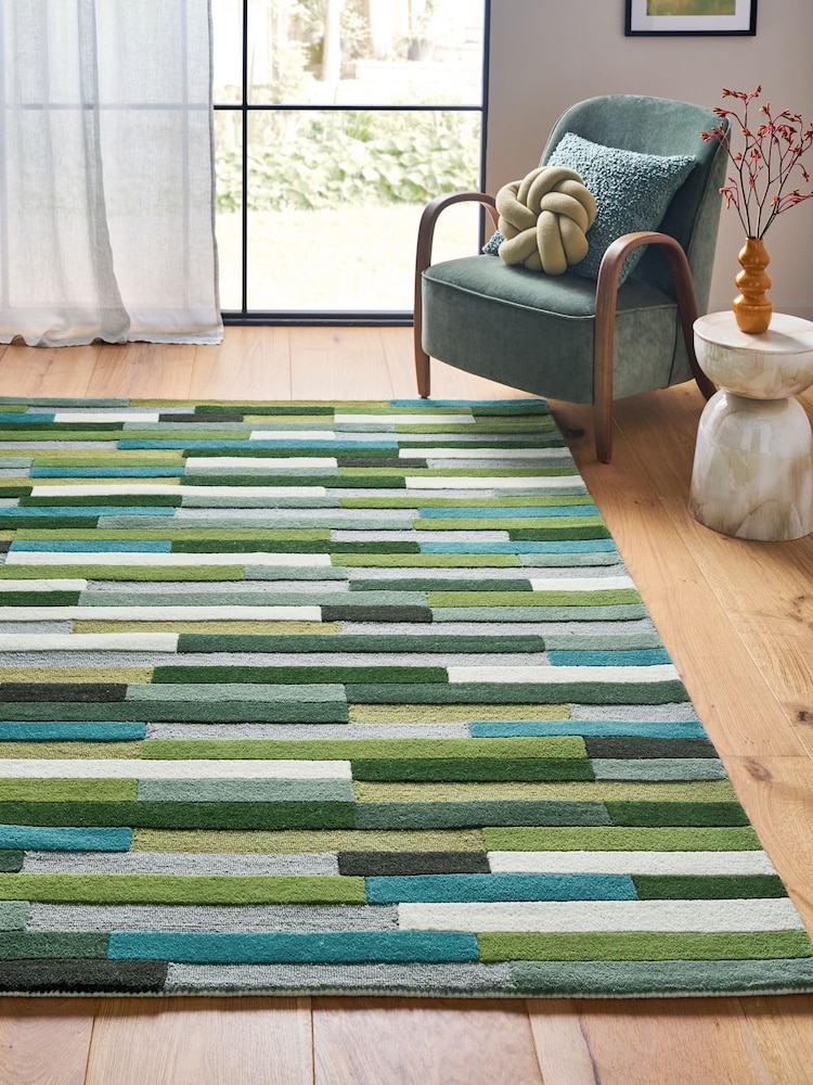 Green Rio Broken Stripes Rug - Image 1 of 5