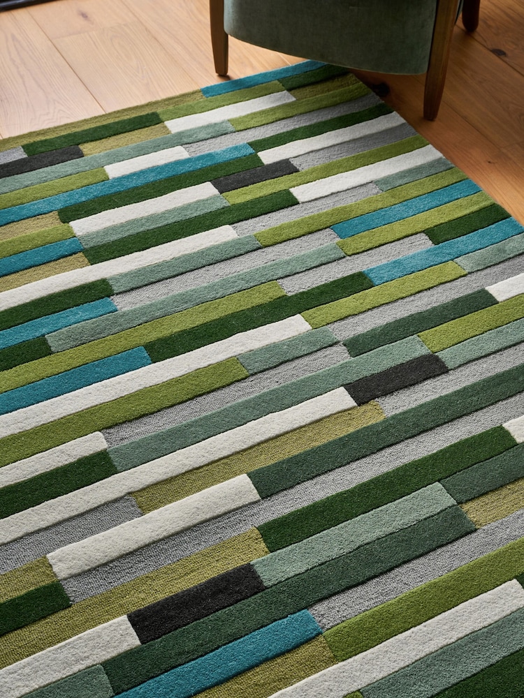 Green Rio Broken Stripes Rug - Image 2 of 5