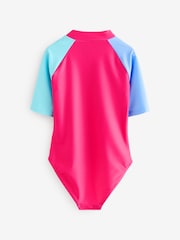 Little Bird by Jools Oliver Pink/Lilac Short Sleeve Rainbow Sunsafe Swimsuit - Image 2 of 4