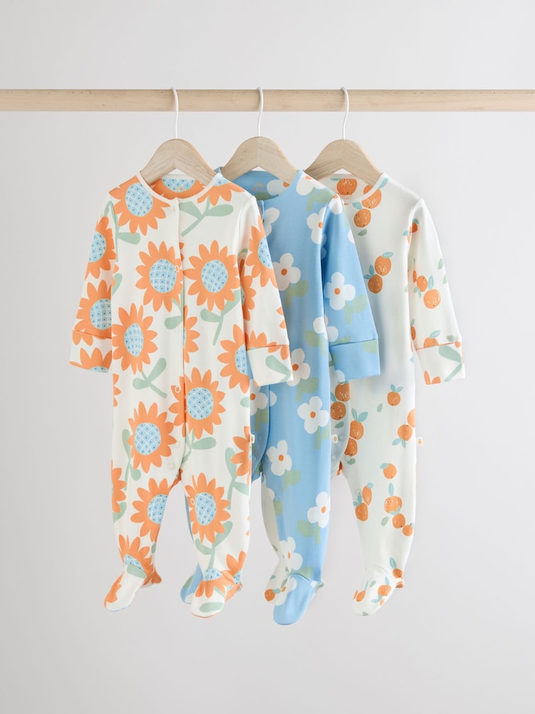 Blau & Orange - Baby-Schlafanzüge im 3er-Pack aus 100 % Baumwolle (0 Monate bis 2 Jahre) - Bild 1 von 12 Blau & Orange - Baby-Schlafanzüge im 3er-Pack aus 100 % Baumwolle (0 Monate bis 2 Jahre) - Bild 1 von 12