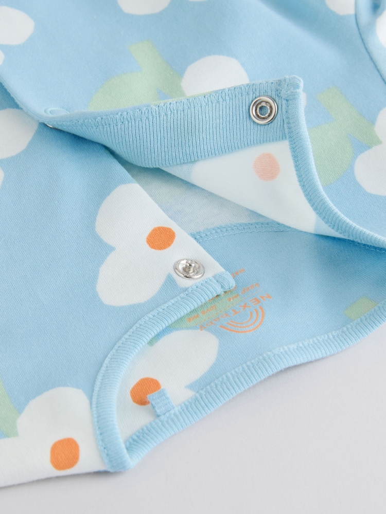 Blue/Orange 100% Cotton Baby Sleepsuits 3 Pack (0mths-2yrs) - Image 10 of 12