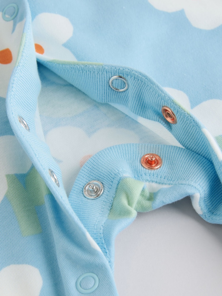 Blue/Orange 100% Cotton Baby Sleepsuits 3 Pack (0mths-2yrs) - Image 11 of 12