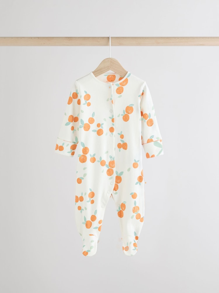 Blue/Orange 100% Cotton Baby Sleepsuits 3 Pack (0mths-2yrs) - Image 6 of 12