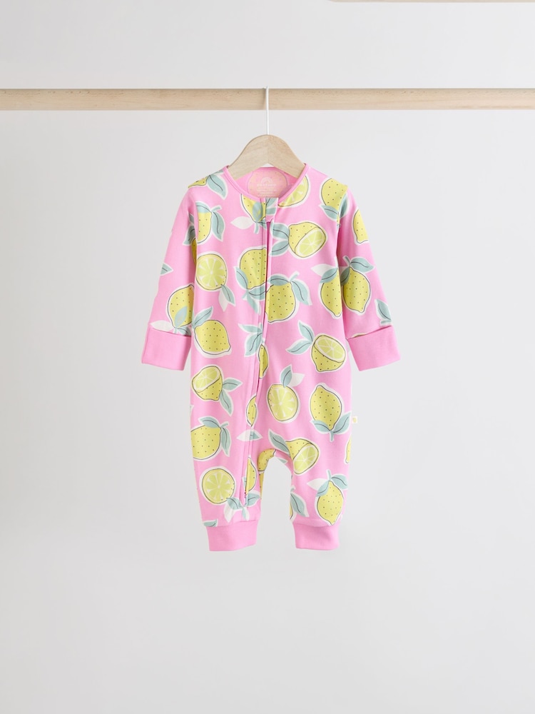 Pink Lemon Baby Two Way Zip Footless 100% Cotton Sleepsuits 4 Pack (0mths-3yrs) - Image 10 of 16