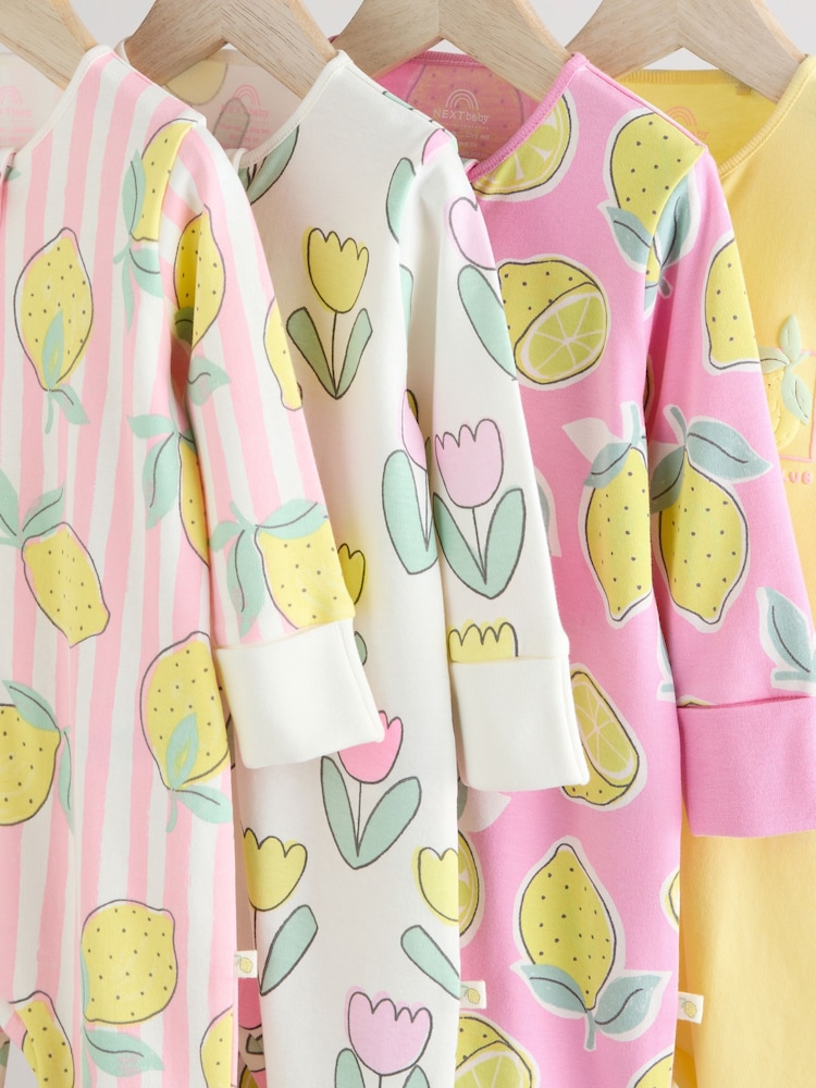 Pink Lemon Baby Two Way Zip Footless 100% Cotton Sleepsuits 4 Pack (0mths-3yrs) - Image 13 of 16
