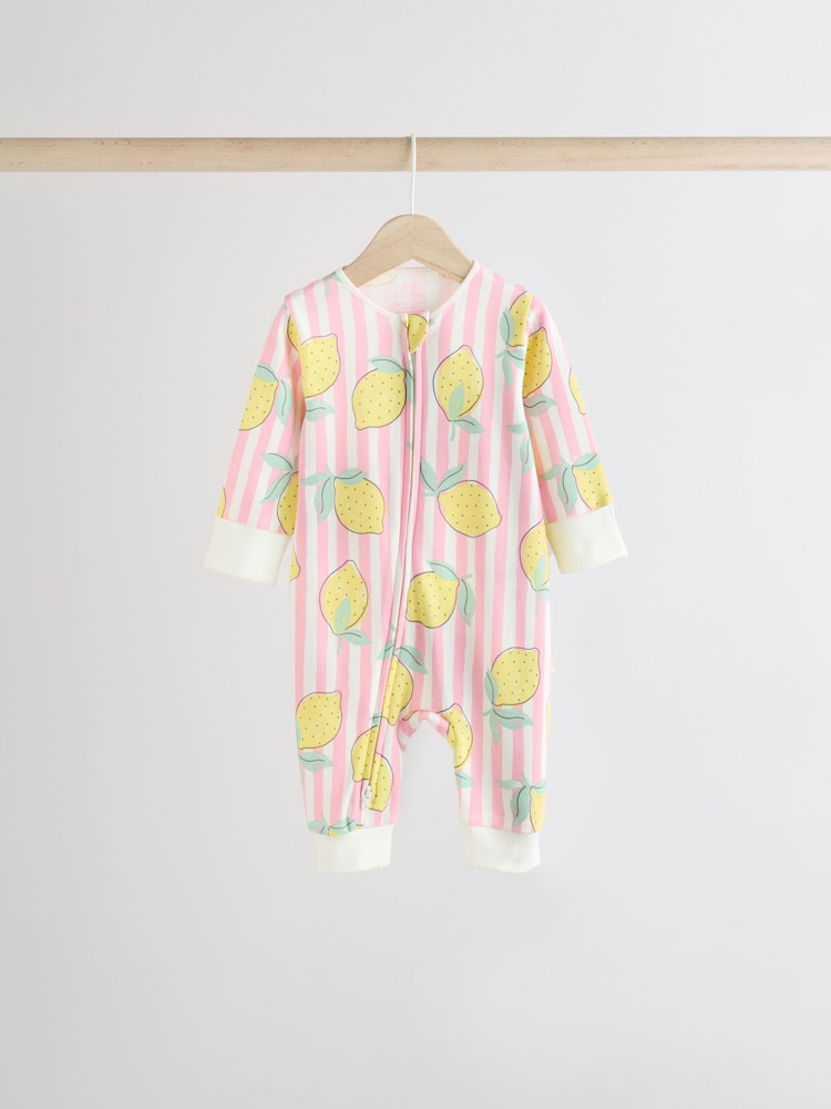 Pink Lemon Baby Two Way Zip Footless 100% Cotton Sleepsuits 4 Pack (0mths-3yrs) - Image 8 of 16