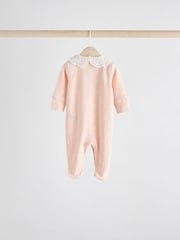 Pink 100% Cotton Collar Baby Sleepsuits 3 Pack (0-2yrs) - Image 4 of 12