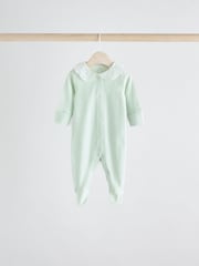 Pink 100% Cotton Collar Baby Sleepsuits 3 Pack (0-2yrs) - Image 6 of 12