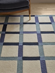 Blue Looped Check Rug - Image 2 of 5
