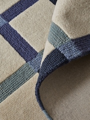 Blue Looped Check Rug - Image 4 of 5