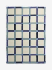Blue Looped Check Rug - Image 5 of 5