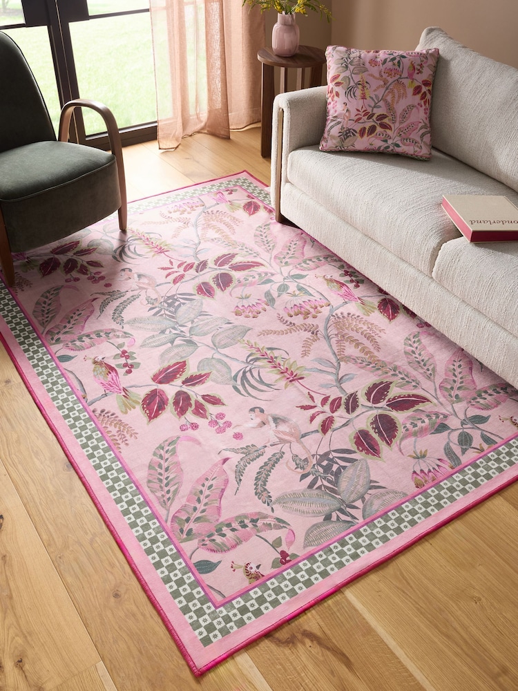 Washable Exotic Monkey Floral Rug - Изображение 1 из 6