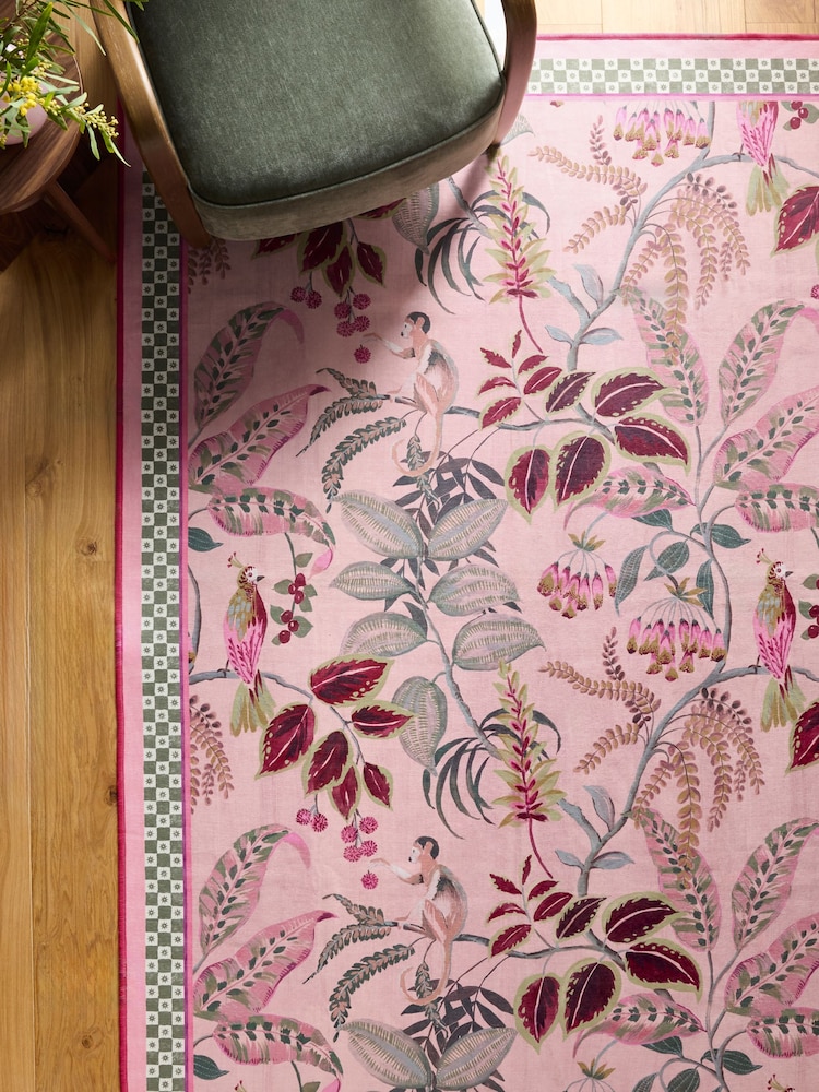 Washable Exotic Monkey Floral Rug - Изображение 2 из 6