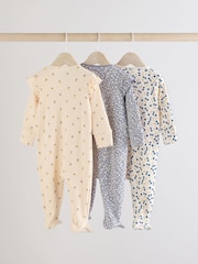 Blau mit Kirschen - Baby-Schlafanzüge mit 2-Wege-Reißverschluss aus 100 % Baumwolle im 3er-Pack (0 Monate bis 2 Jahre) - Bild 2 von 10
