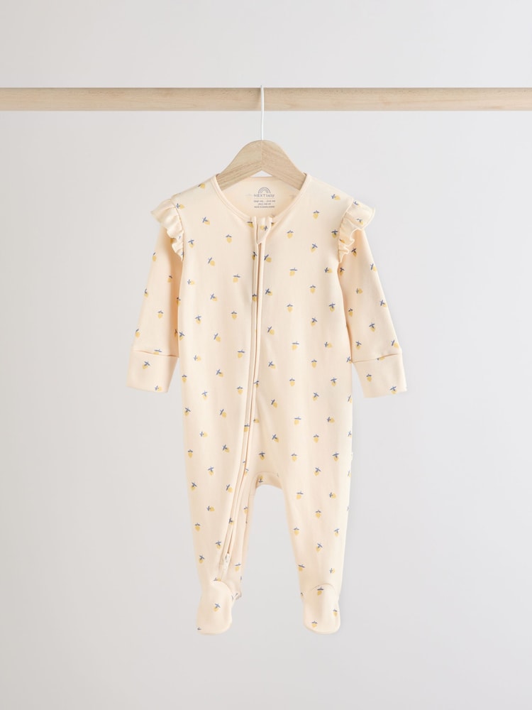 כחול דובדבנים - Two Way 100% Cotton Zip Baby Sleepsuits 3 Pack (0-2yrs) - Image 3 of 10