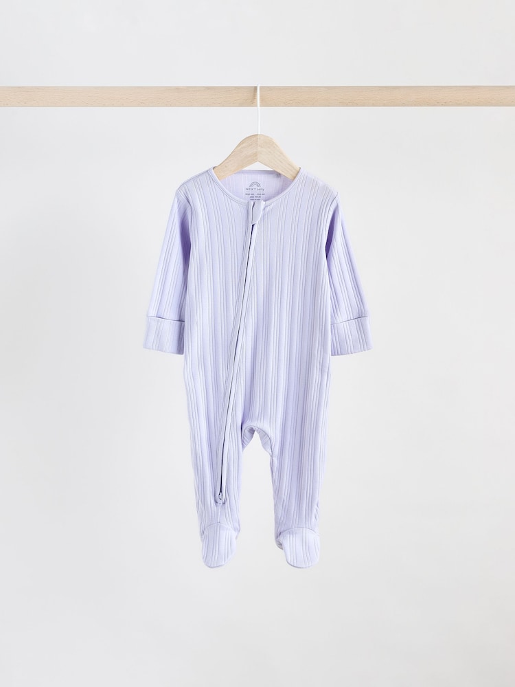 Multi - 3 Pack de combinaisons de nuit zippées en côtes pour bébé (0mois-2ans) - Image 3 of 12