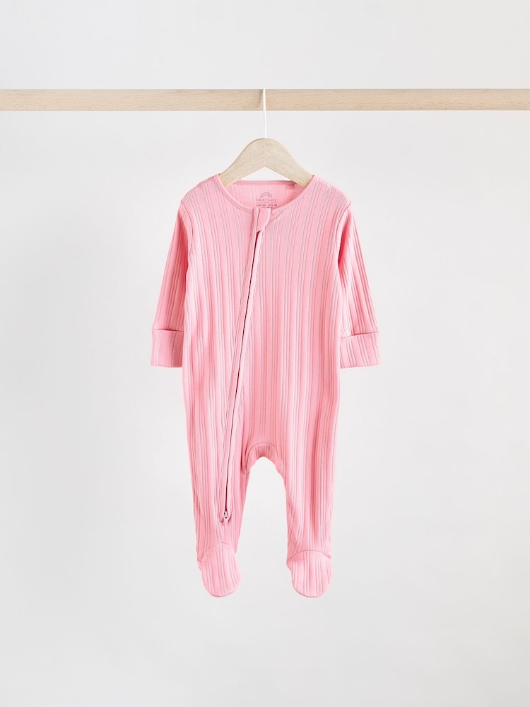 Multi - 3 Pack de combinaisons de nuit zippées en côtes pour bébé (0mois-2ans) - Image 4 of 12