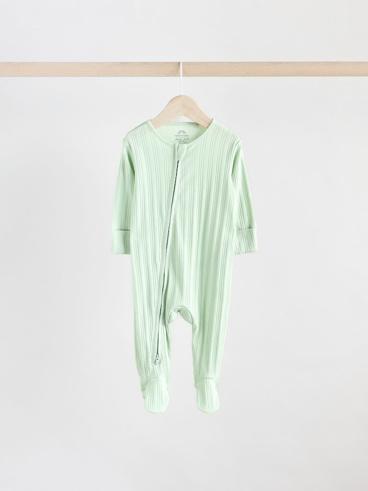 Multi - 3 Pack de combinaisons de nuit zippées en côtes pour bébé (0mois-2ans) - Image 5 of 12