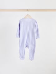 Multi 100% Cotton Rib Baby Two Way Zip Sleepsuits 3 Pack (0mths-2yrs) - Image 6 of 12