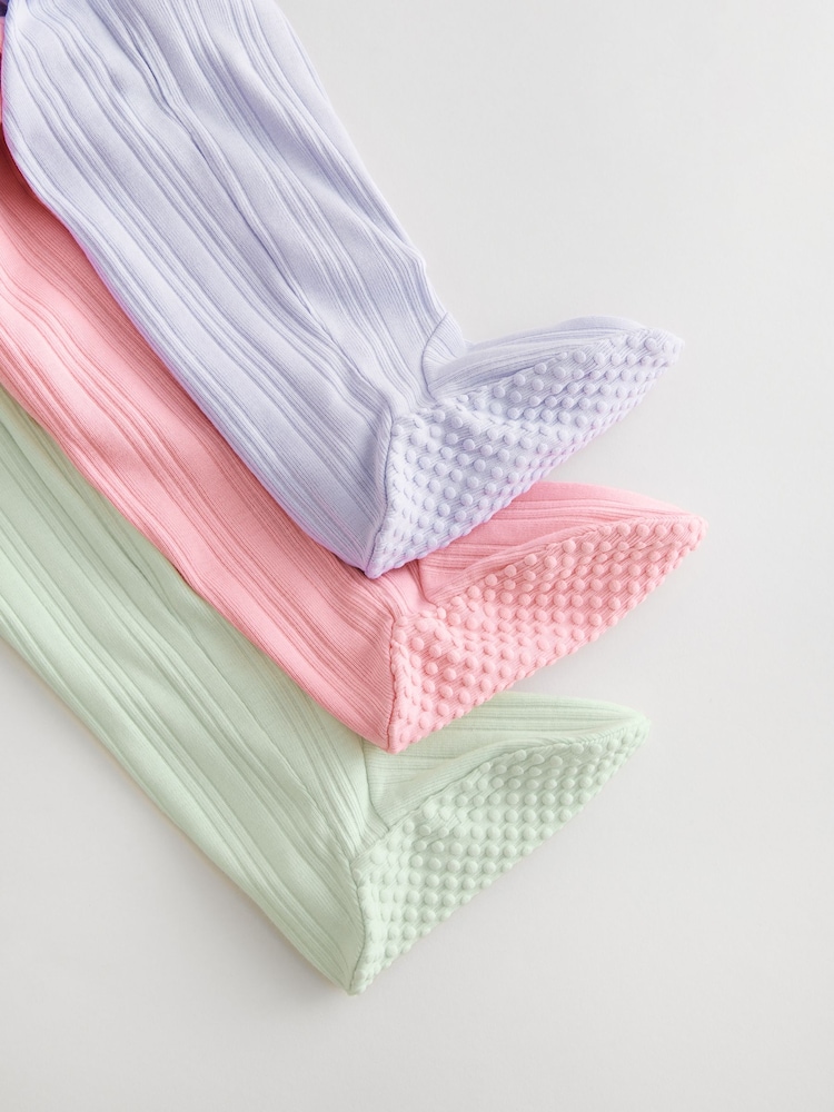 Multi - 3 Pack de combinaisons de nuit zippées en côtes pour bébé (0mois-2ans) - Image 7 of 12