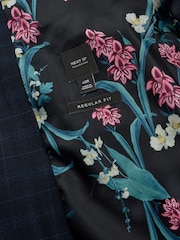 Navy Full Sleeves Check Regular Jacket - Image 3 of 5