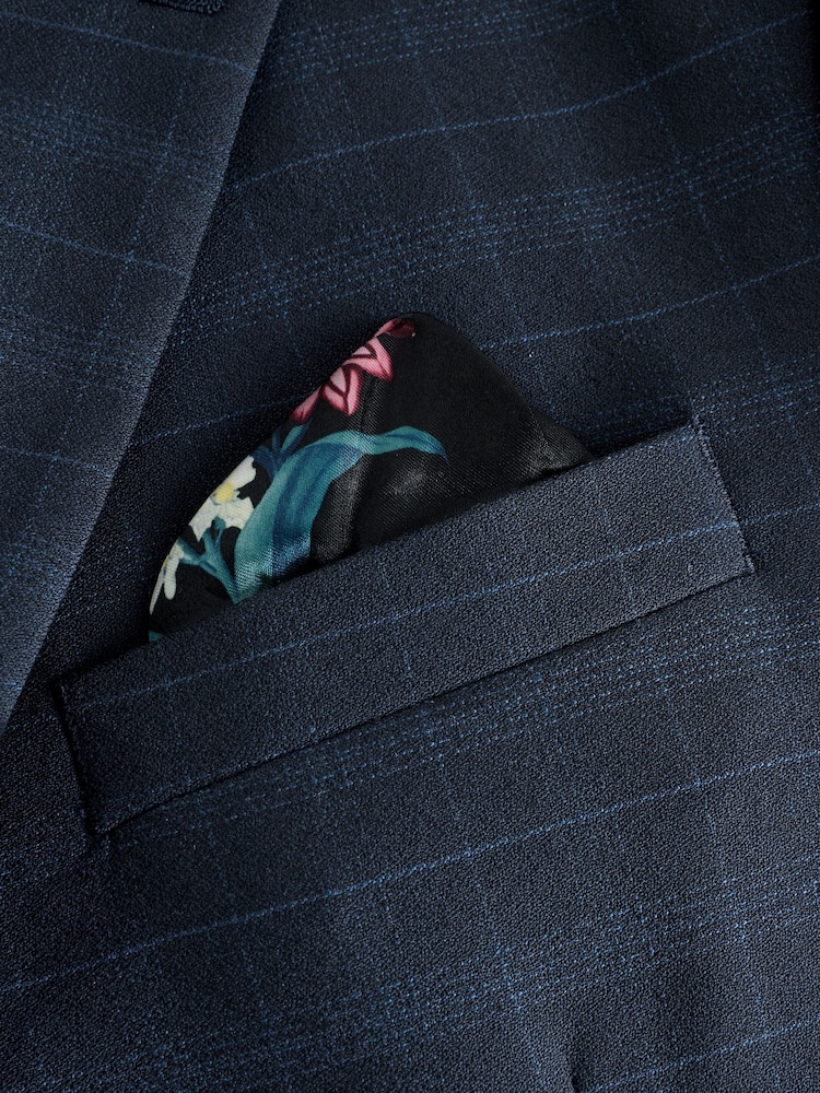Navy Full Sleeves Check Regular Jacket - Image 5 of 5